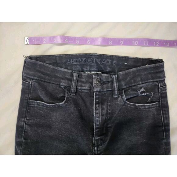 Sz 0 American Eagle Jeans Distressed Black Jegging Charcoal Wash Womens Size 0 - Picture 5 of 10